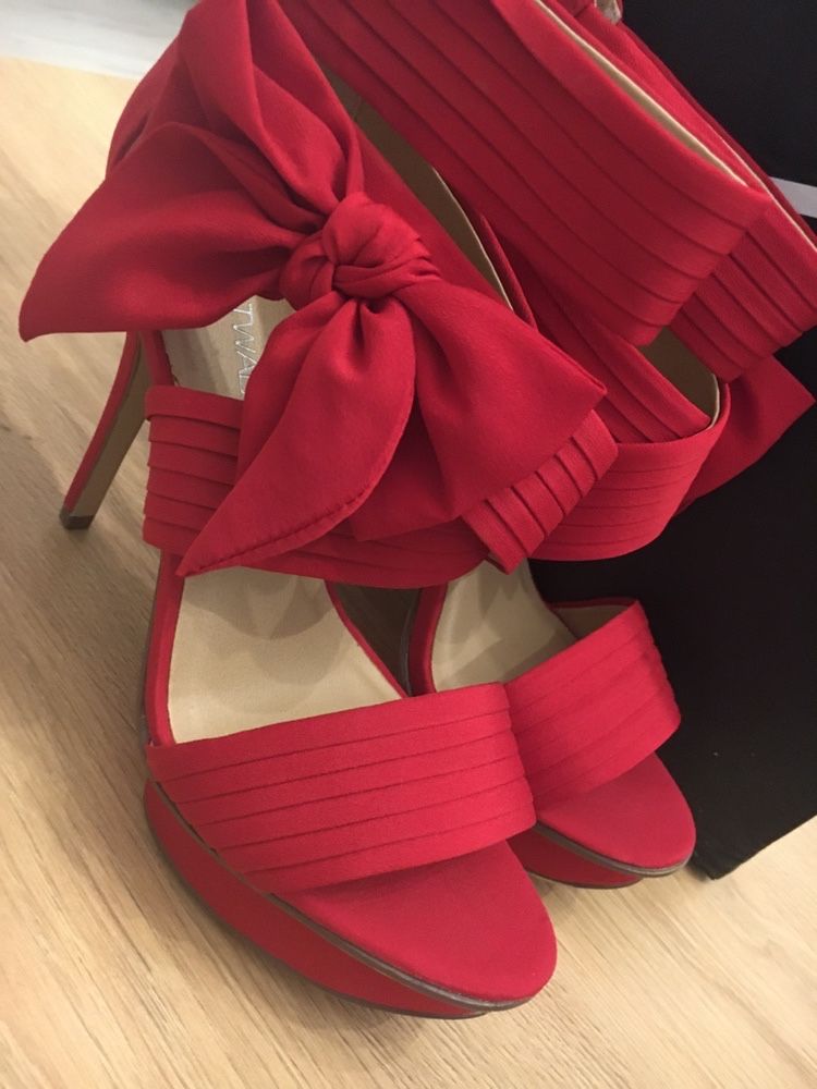 Nowe! Deichmann Czerwone sandały czółenka damskie szpilki 37