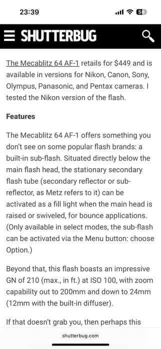 Спалах Metz mecablitz 64 AF-1 digital Flash for Nikon Cameras