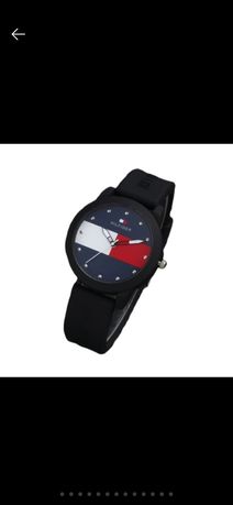 Nowy zegarek Hilfiger Silikonowy Pasek Gumowy czarny