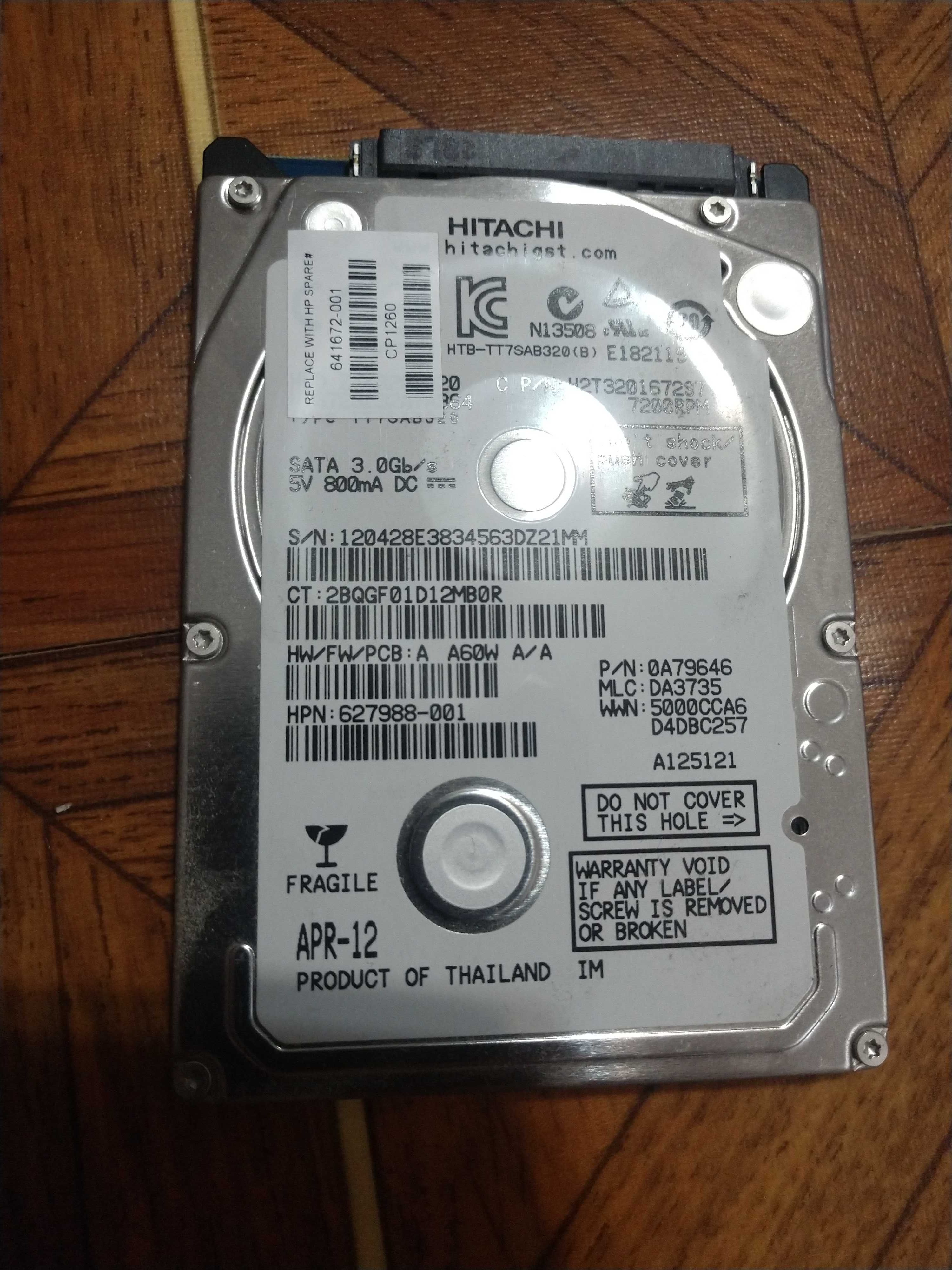 Жорсткий диск Hitachi 320 gb 2.5 7200 16