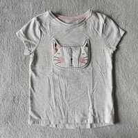 F&F t-shirt 98 104 stan bdb koszulka bluzka sportowa szara róż zadbana