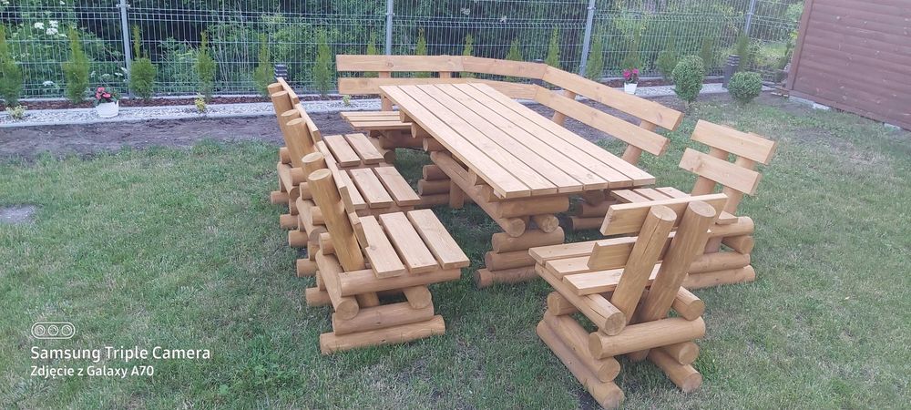 narożnik  , meble ogrodowe z bali toczonych