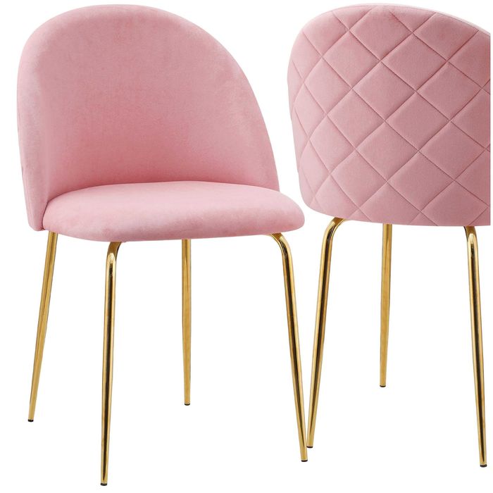 Krzesło aksamitne FARGO GOLD Velvet Różowe