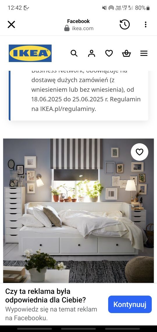Łóżko / leżanka 2 osobowa Ikea Hemnes biala