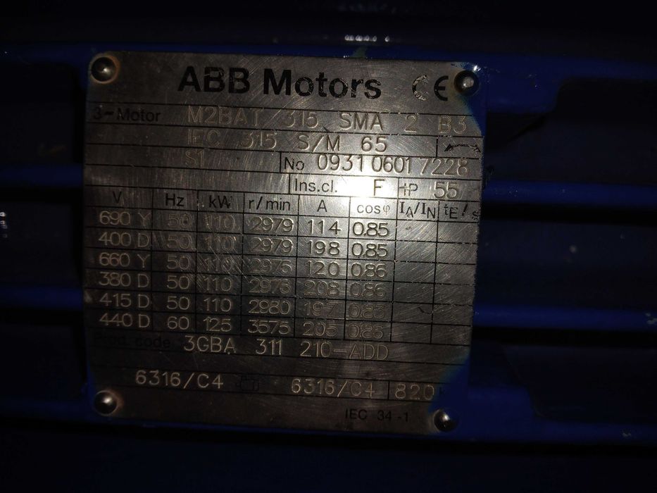 Motor ABB MOTORS 110Kw /3000 rpm