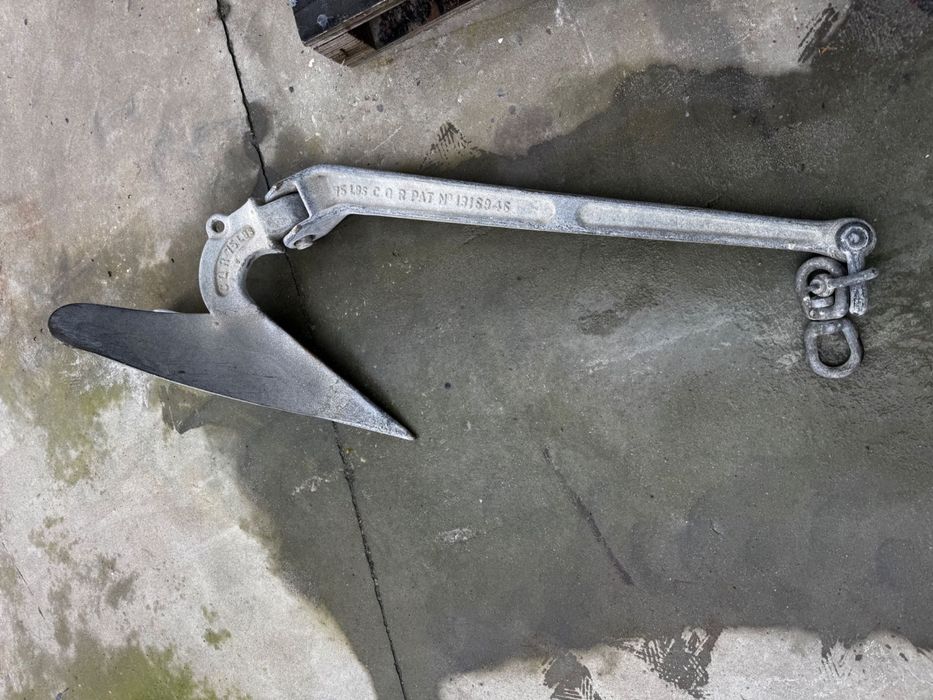 Âncora CQR com corrente galvanizada - 35 kg - 75 LB + 60 m 10 mm chain