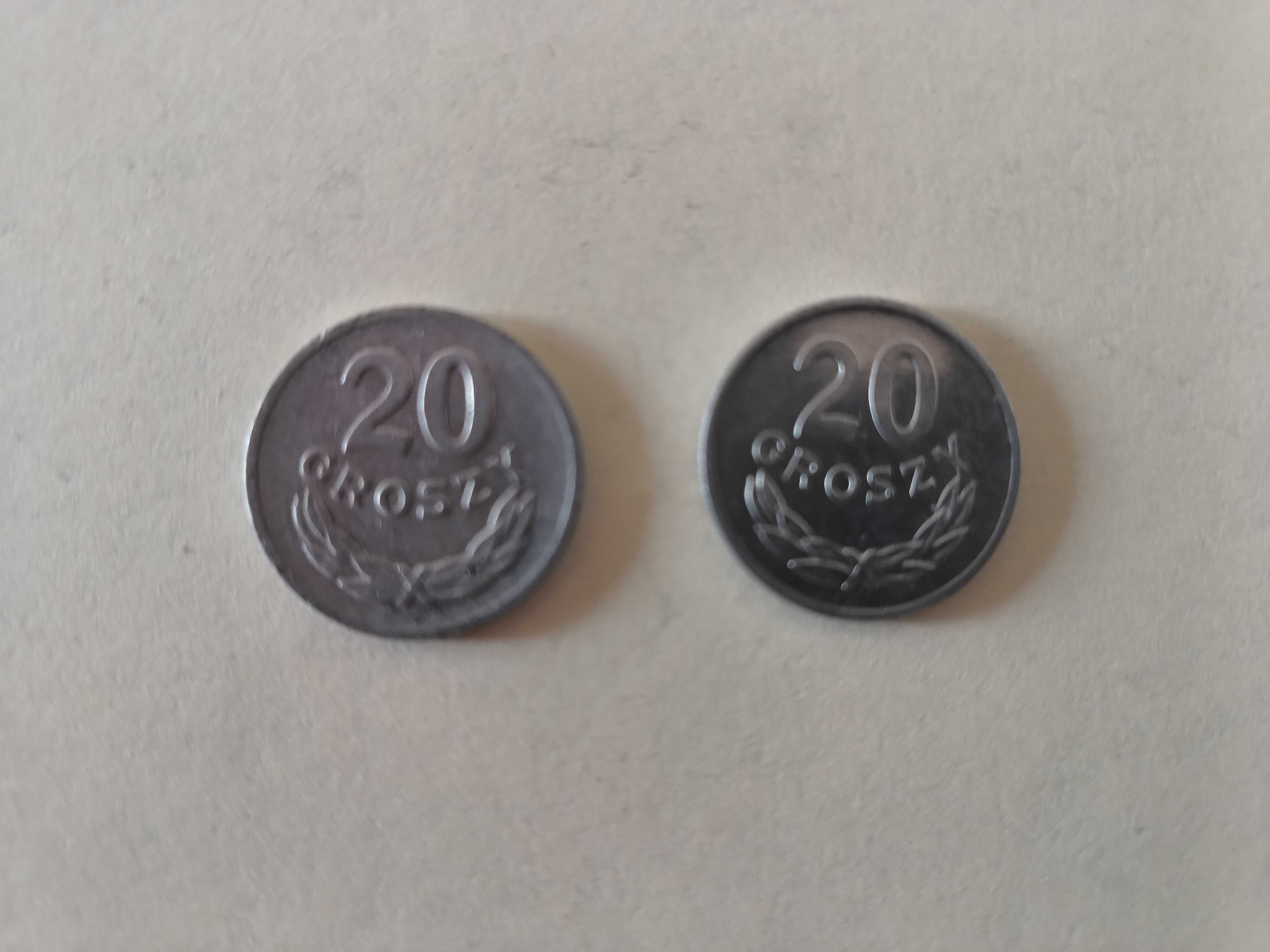 Monety 20 groszy 1970 i 1976 rok