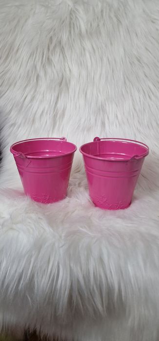 Wiadereczko - wiaderko metalowa osłonka kolor fuksja 1 szt