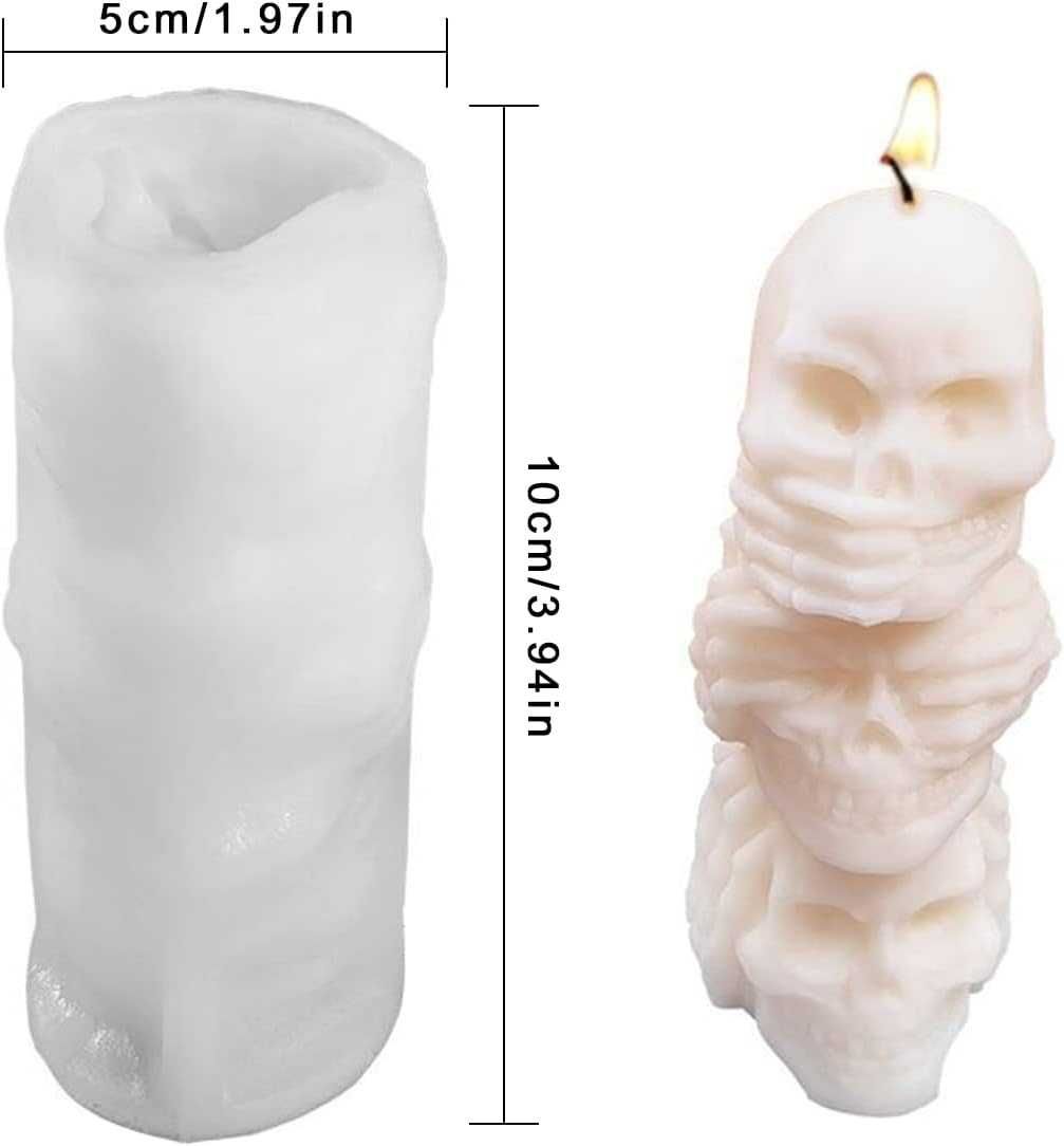 zestaw 2 silikonowych świec z trupią czaszką, 3D do świec, DIY