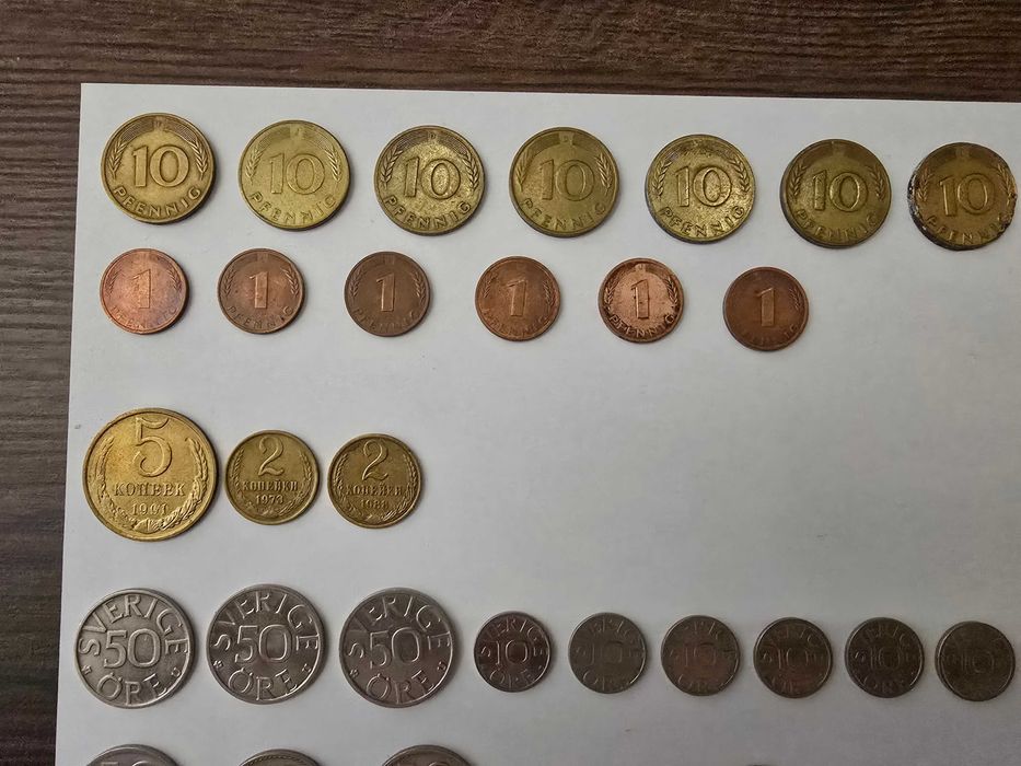 Zestaw 56 monet ZSRR/RFN/Szwecja/Francja/Polska/Czechy/Hiszpania/Indie