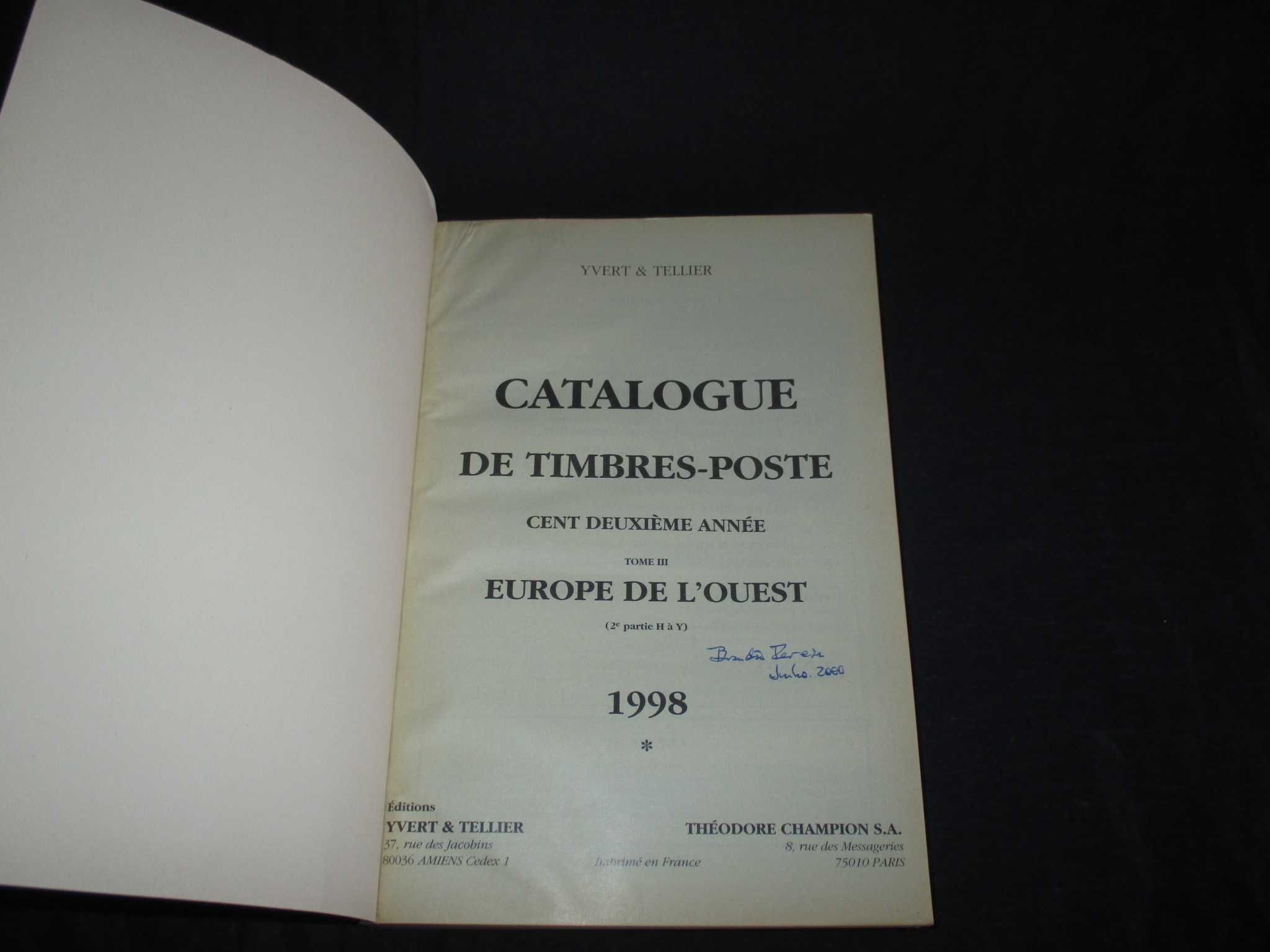 Livros Catalogue Yvert et Tellier 1998 Tome 3