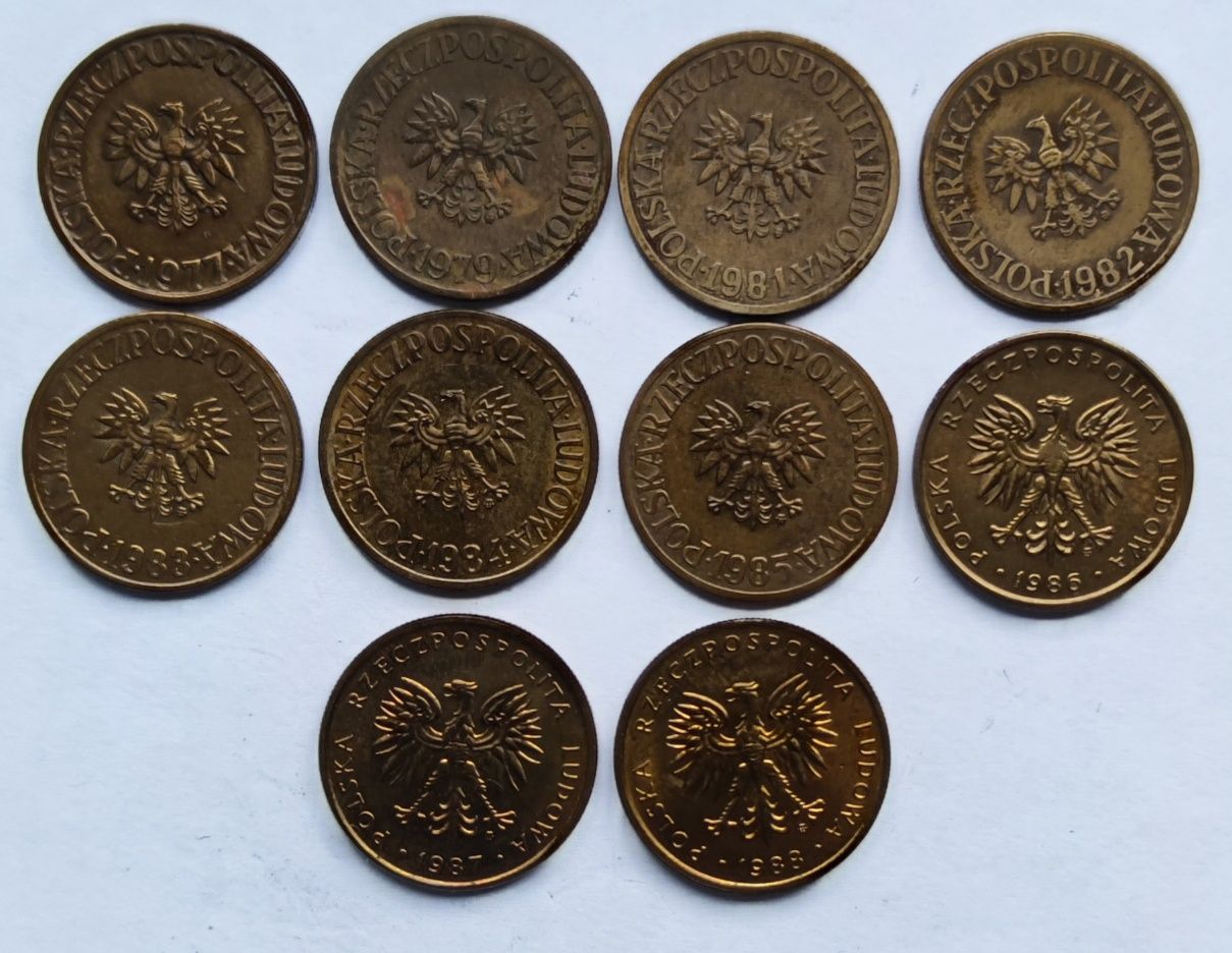 5 złotych 1977,1979,1981,1982,1983,1984,1985,1986,1987,1988 - 10 sztuk