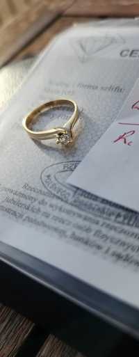 Złoty pierścionek Versace z diamentem roz. 10