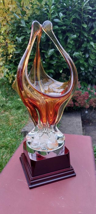 Puchar szklany murano ,,płomienie,,