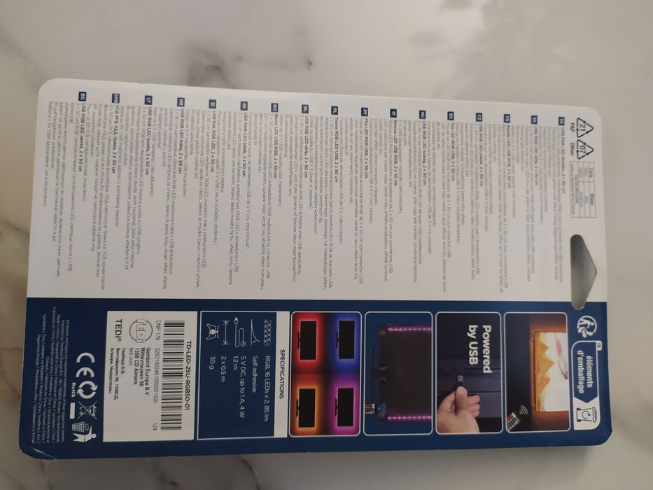 Taśma RGB LED USB, 2X50cm