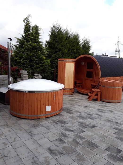 Bania Kąpielowa Gorąca Beczka Balia Ogrodowa Sauna Jacuzzi Led Spa