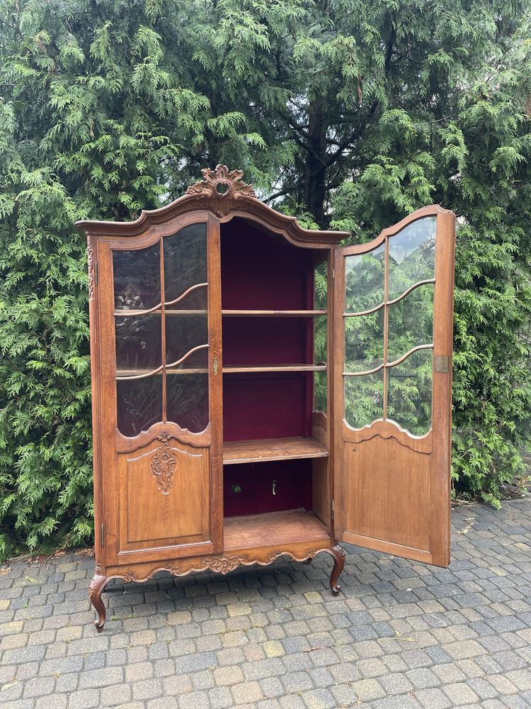Biblioteka witryna ludwikowska dwudrzwiowa dąb Ludwik XV na książki
