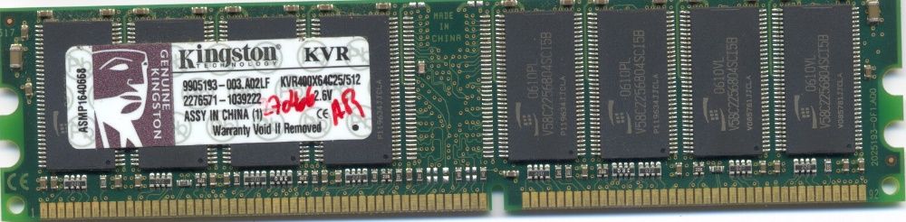 RAM512mb KingstonKVR400X64C25 e RAM512 64x64PC2100CL2LegacyElectronics