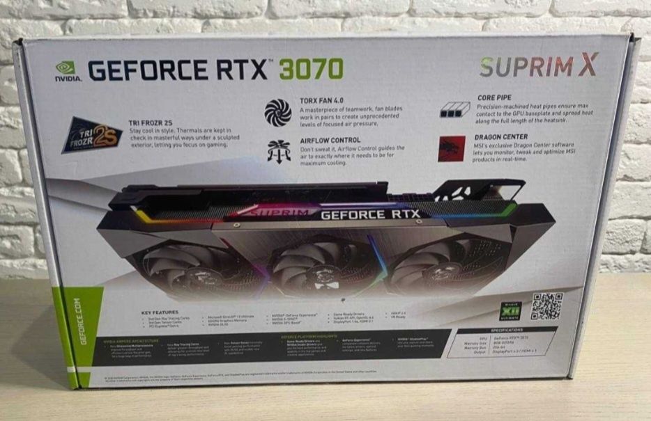 Відеокарта MSI RTX 3070 Suprim X 8Gb. Повна компліктація з коробкою