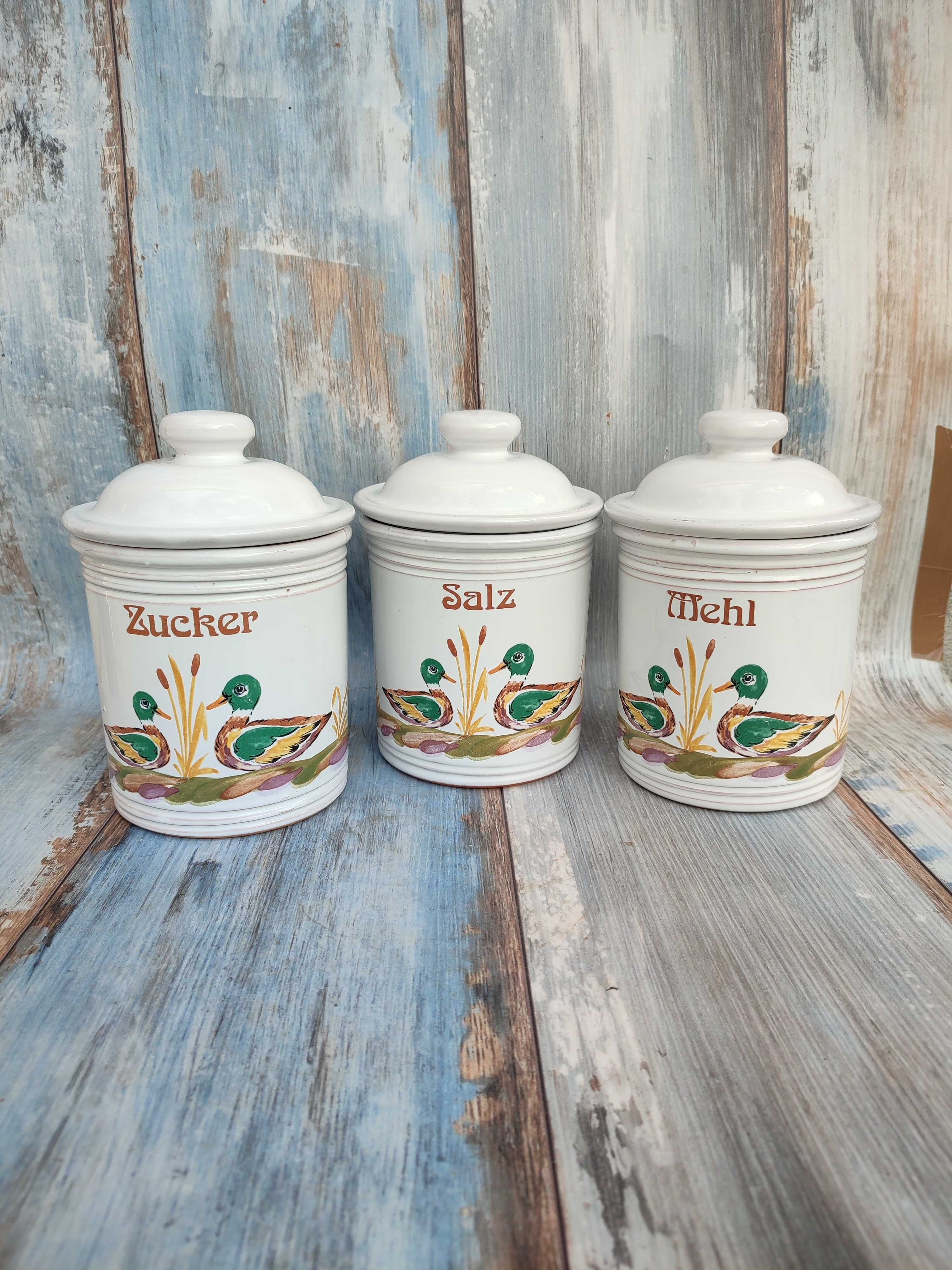 Ceramiczne pojemniki Kuchenne - Ręcznie malowane - vintage - design