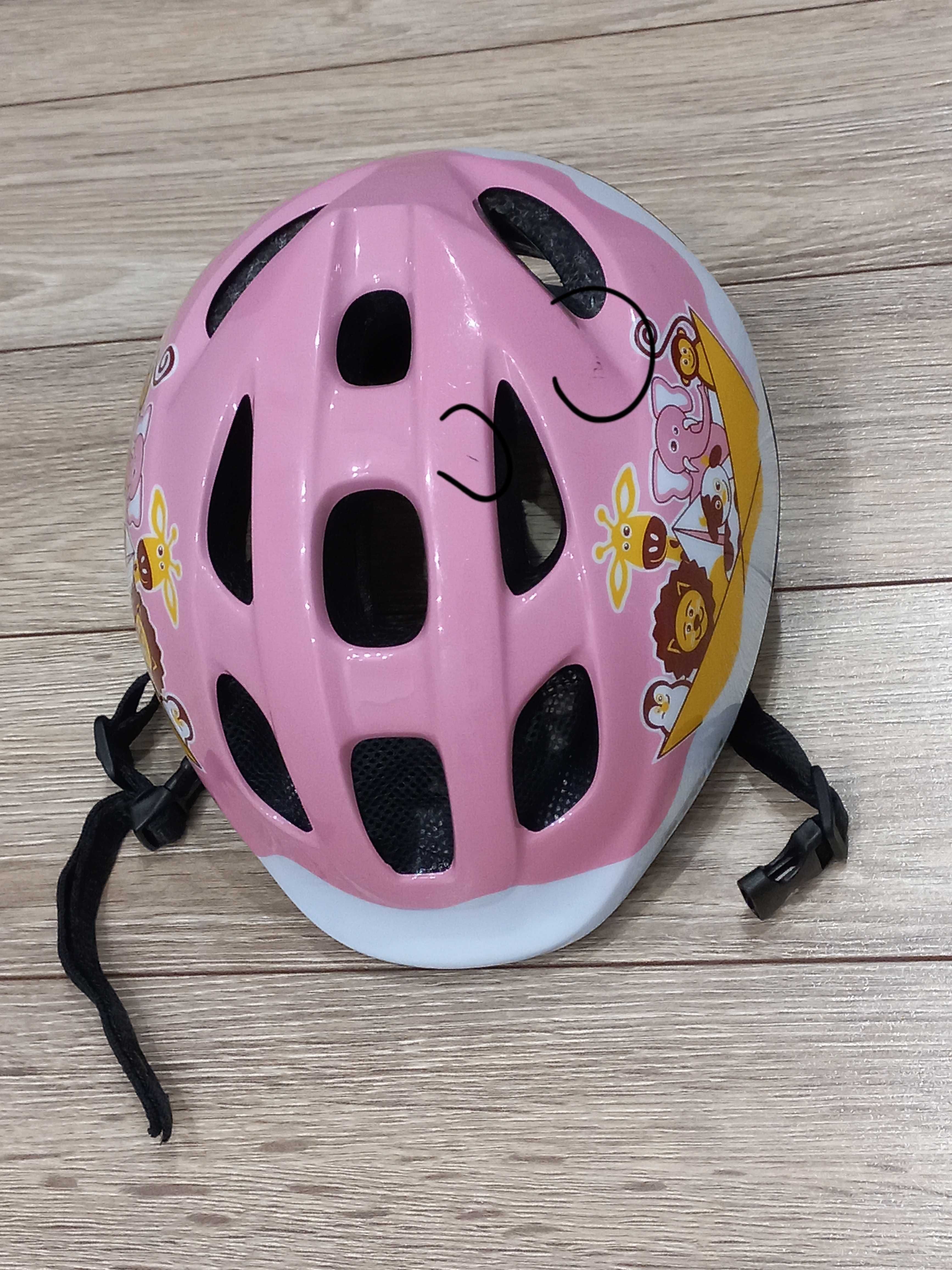 Różowy kask btwin Decathlon 46-53 na rower/hulajnogę