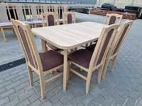 NOWE: Stół rozkładany + 6 krzeseł , sonoma + brąz , dostawa PL