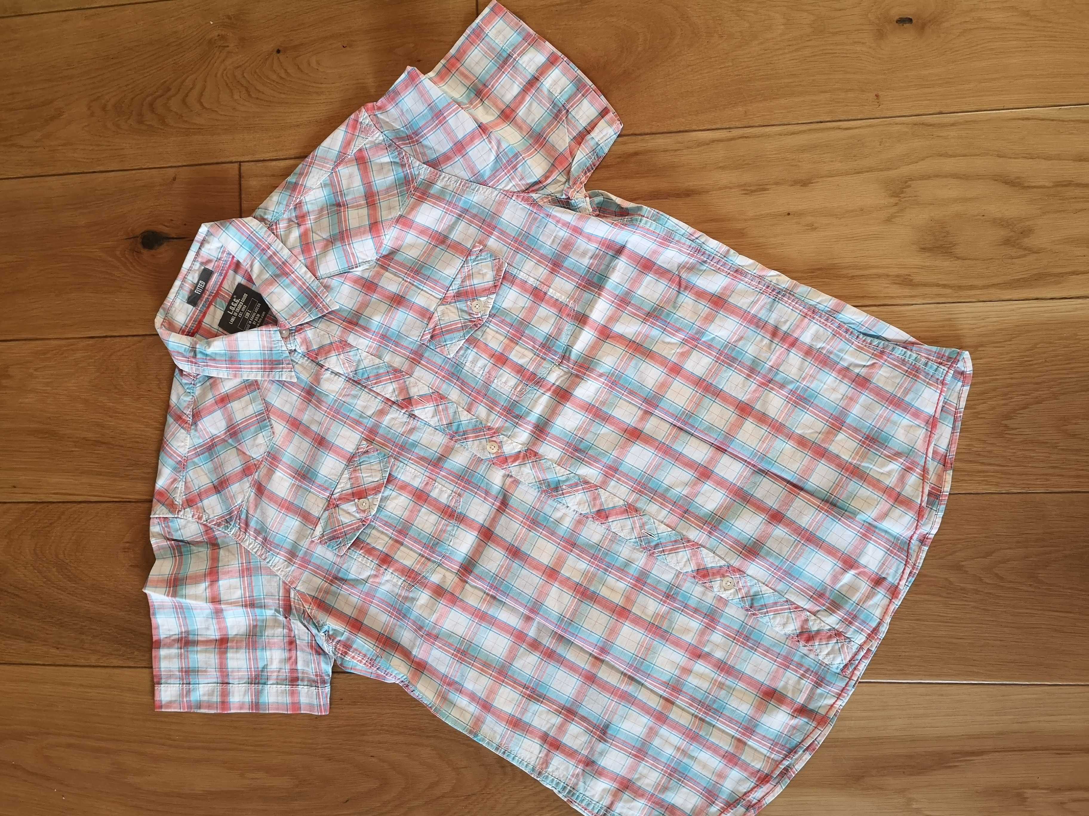 H&M koszula w kratkę z krótkim rękawem r. 40/L