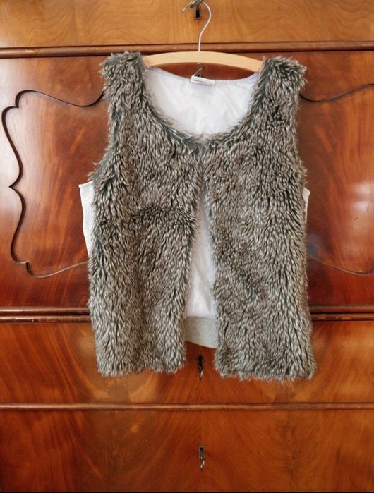 Kamizelka sztuczne futerko i bawełna 158 cm