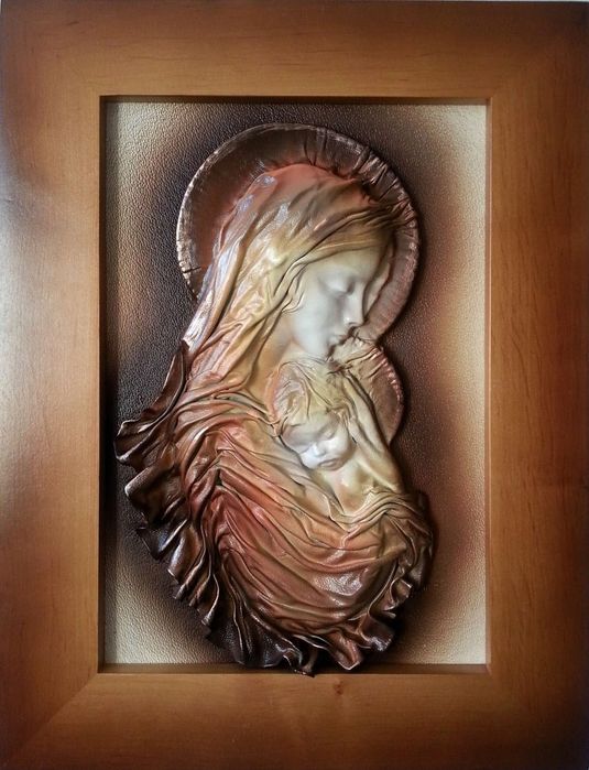 Matka boska z dzieciątkiem.piękny kolor. oryginalna pamiatka GRAWER