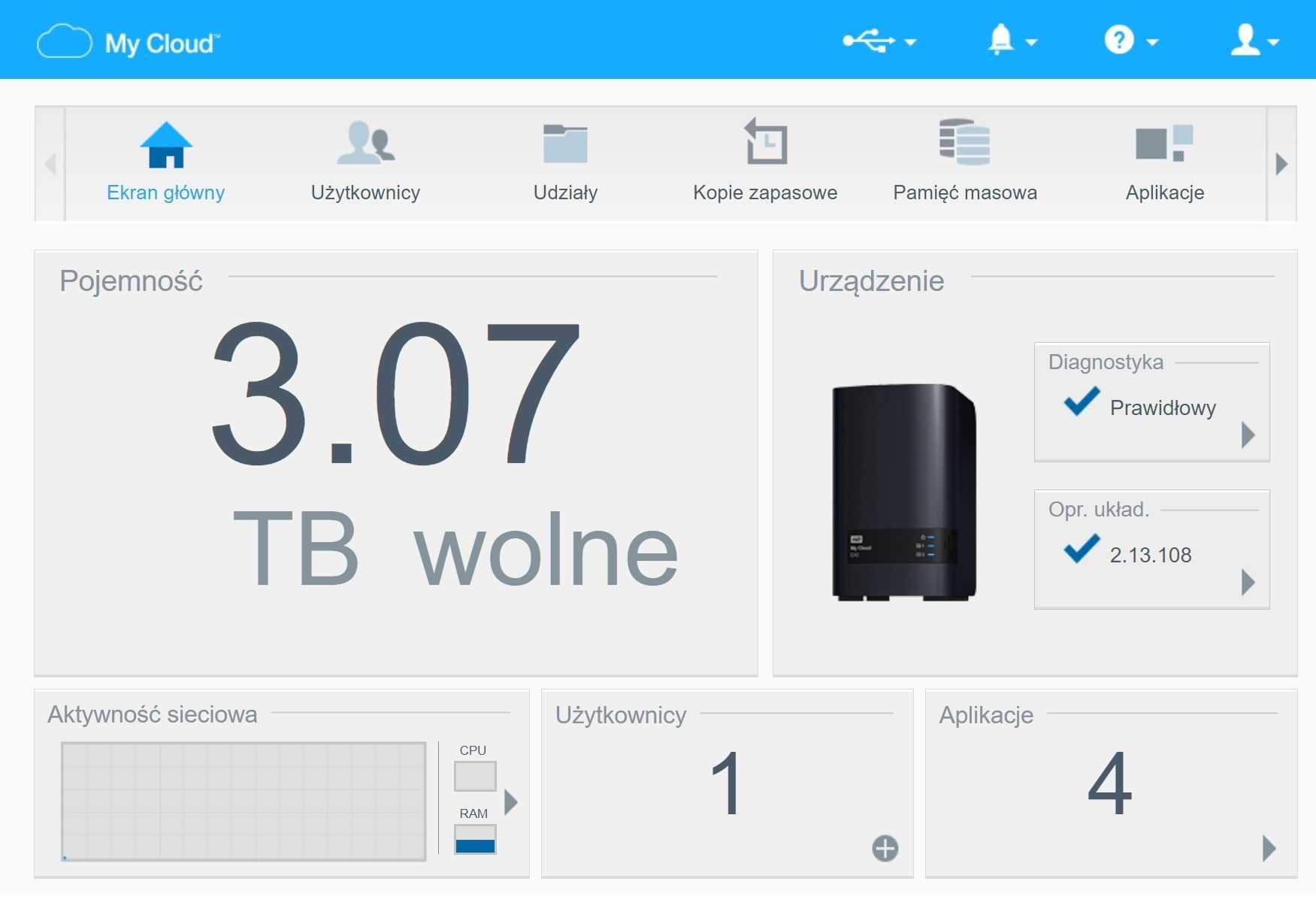 WDMyCloudEX2 - Doskonały stan, nowoczesny serwer NAS  2dyski 4TB WDRed