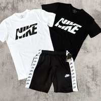 Белая и черная футболки шорты мужской костюм спортивный Nike
