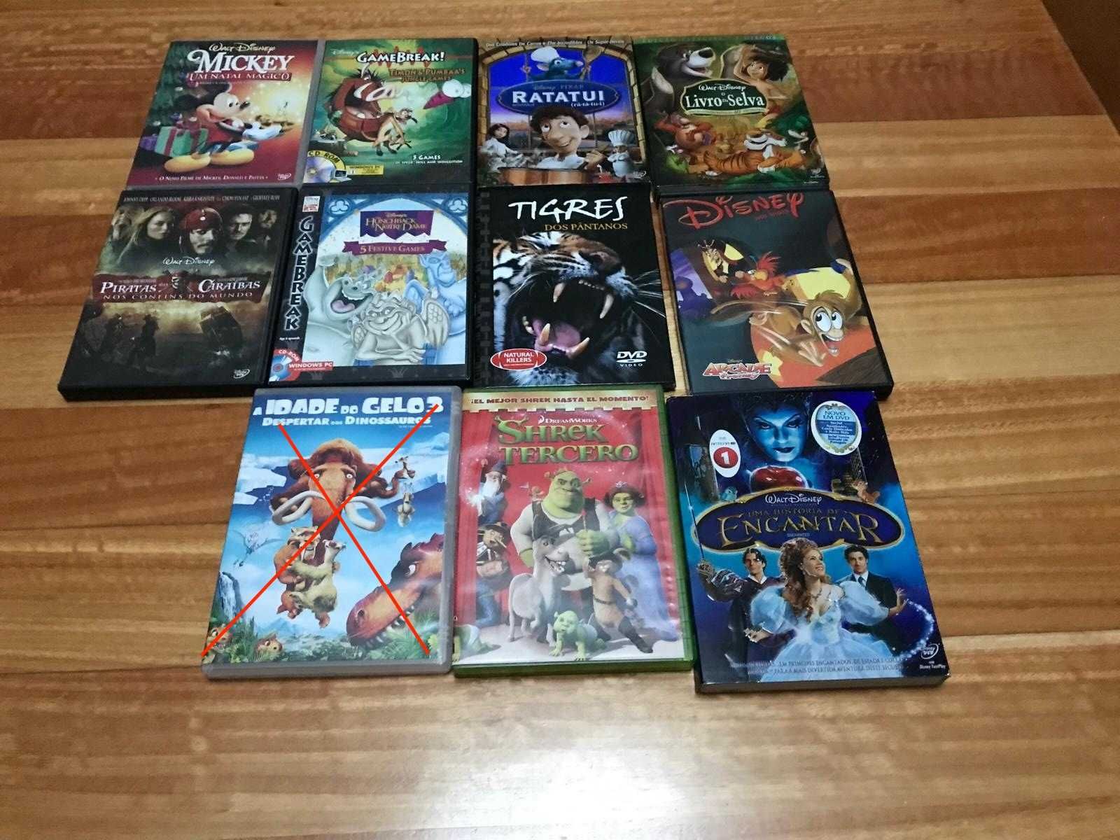 Vários filmes em DV’s e jogos em CD