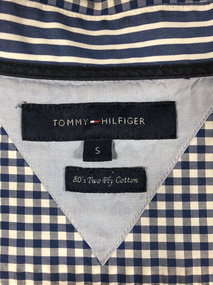 Niebieska bawełniana koszula męska Tommy Hilfiger 80’s Two Ply Cotton