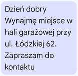 Wynajmę miejsce parkingowe w hali garażowej