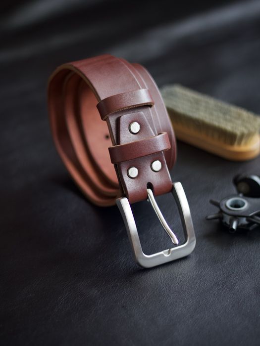 Ручна робота / ремінь чоловічий шкіряний 4 см. Пояс