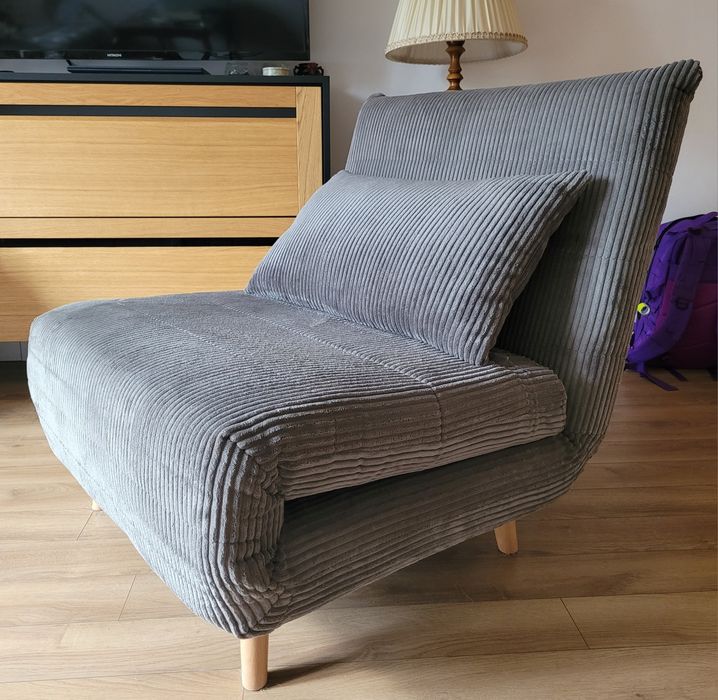 Fotel rozkładany Sofa SOLACE 1-osobowa, z funkcją spania sztruksowa