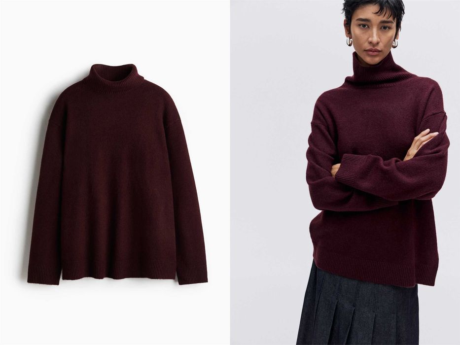 Sweter XS nowa kolekcja pulower golf burgundowy wełna PROMOCJA