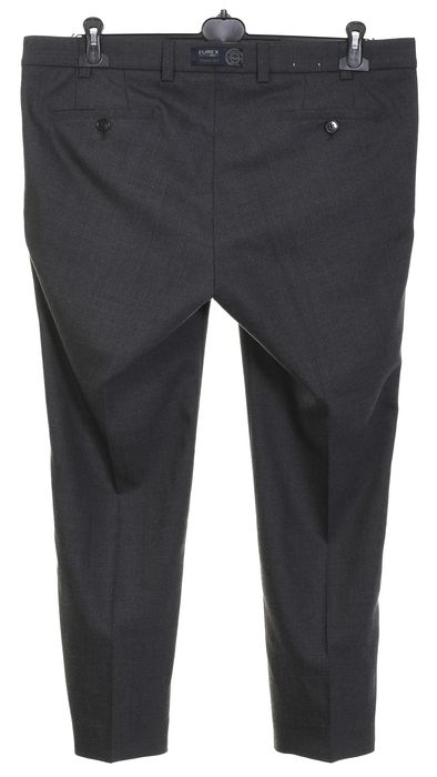 EUREX BY BRAX szare flanelowe spodnie męskie w kant wełna strecz r. 54