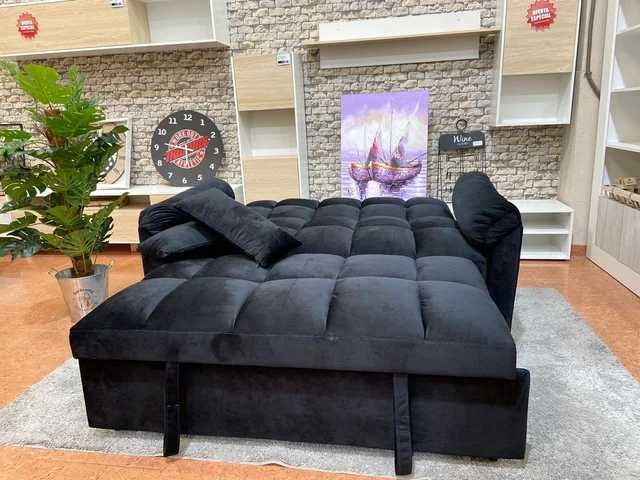 Sofá-cama preto em promoção - ENVIO GRÁTIS