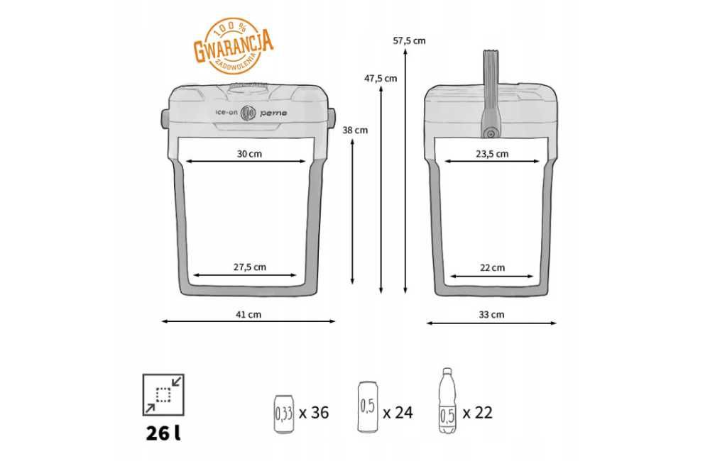 OKAZJA - LODÓWKA TURYSTYCZNA Ice-On 32 Samochodowa 12v 230v USB PEME