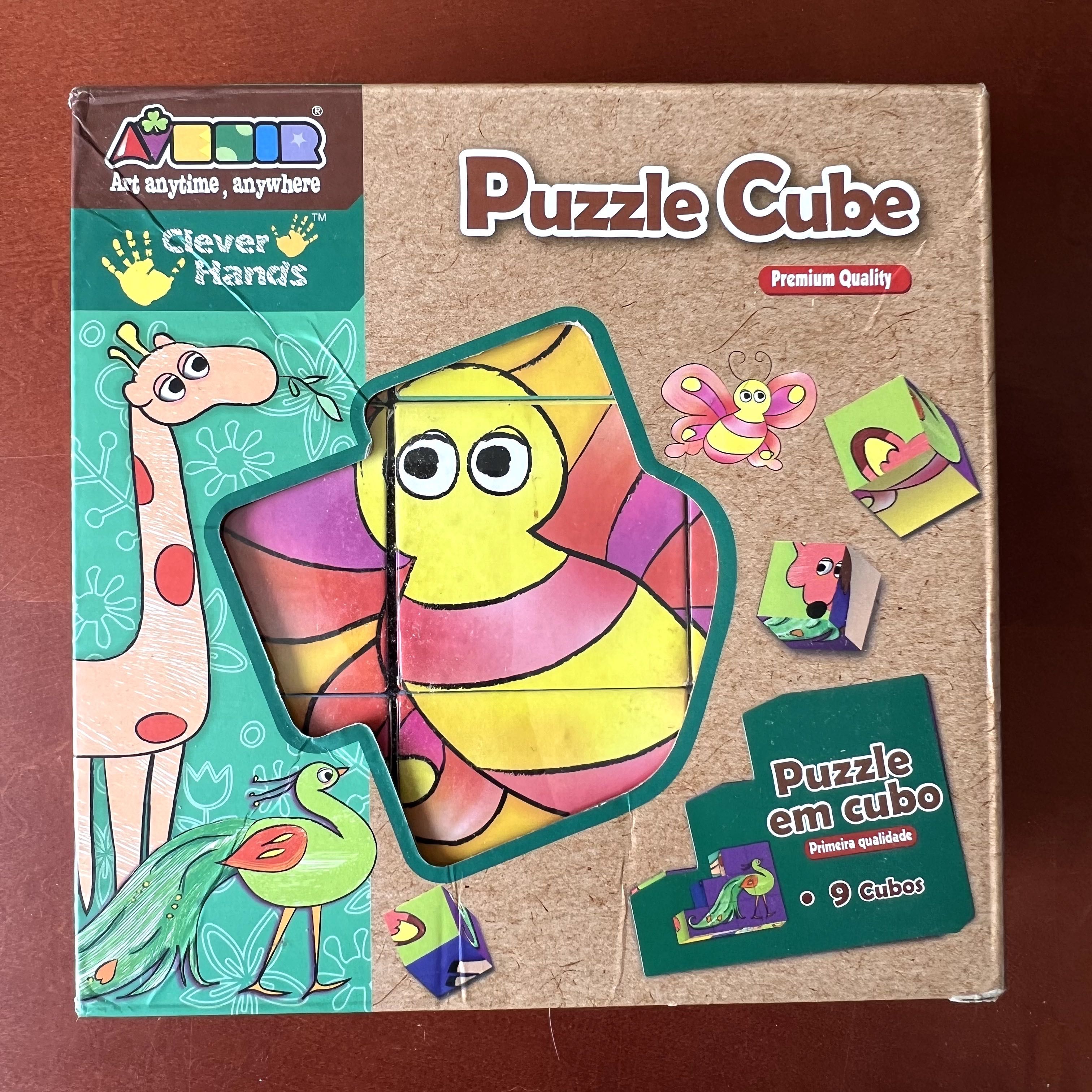Puzzle Cube Animais - 9 Cubos, 6 Imagens - Brinquedos Crianças