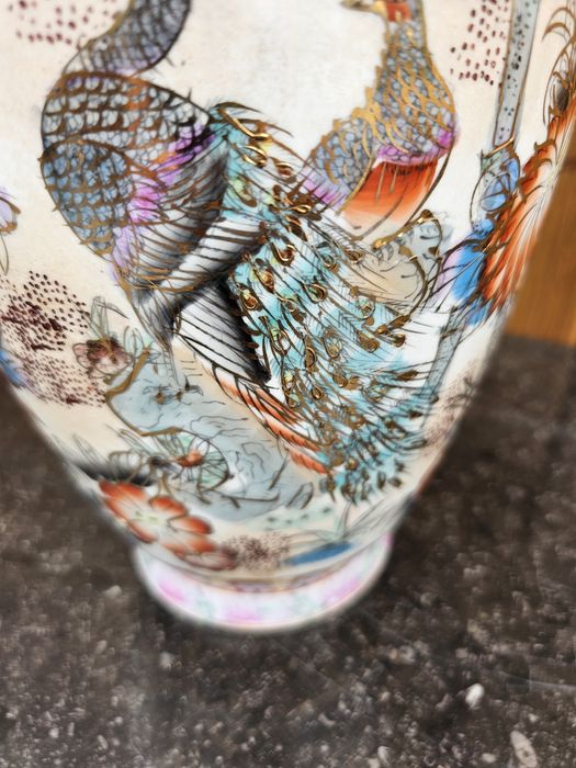 Wazon malowany kwiaty pawie 32 cm #1143 Stylowy Węgrów