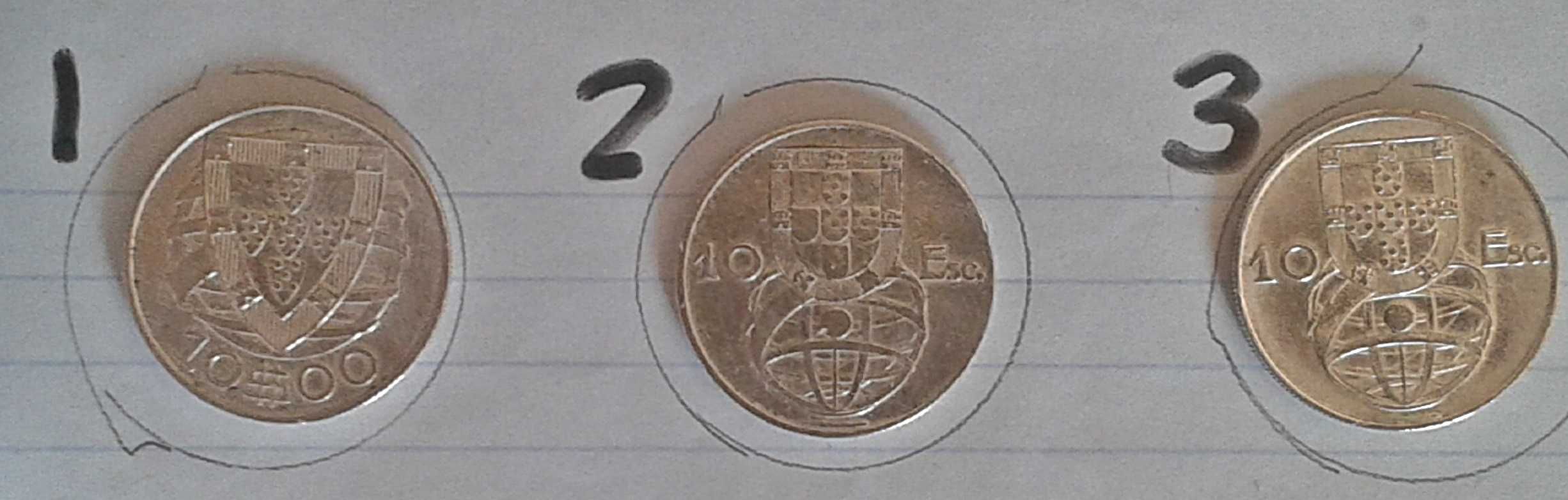 Moedas PRATA 10 escudos Portugueses. Caravela Silver Coin