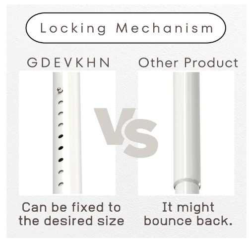 Drążek teleskopowy Bez wiercenia Karnisz do mocowania Biały 110-165 cm