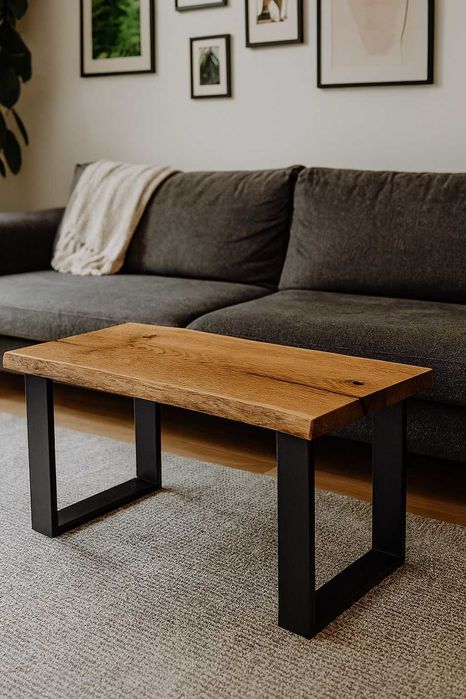 Stolik Kawowy Dębowy LOFT, Ława 100% Lite Drewno DĄB.