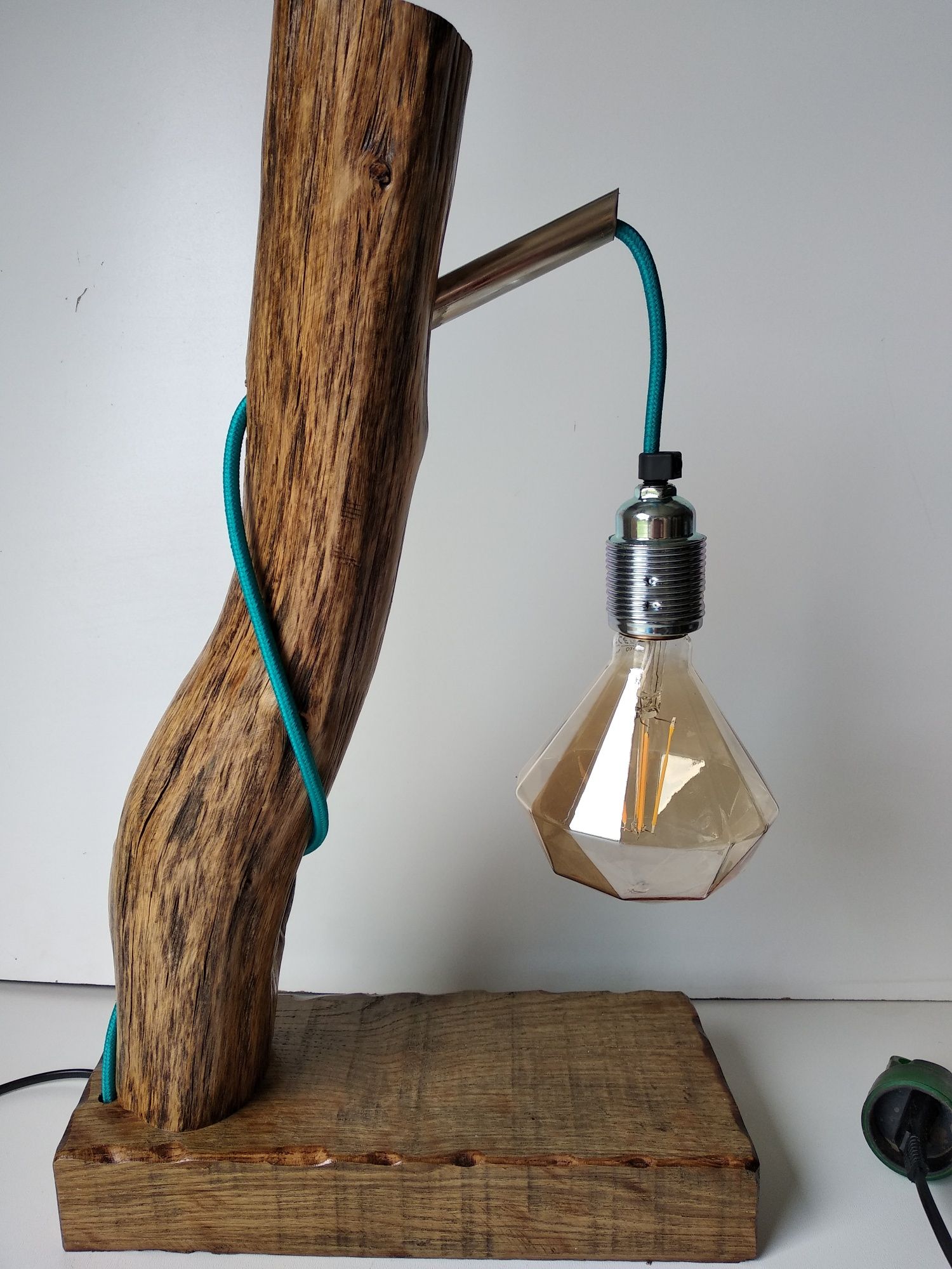 Stylowa lampka rustykalna dębowa