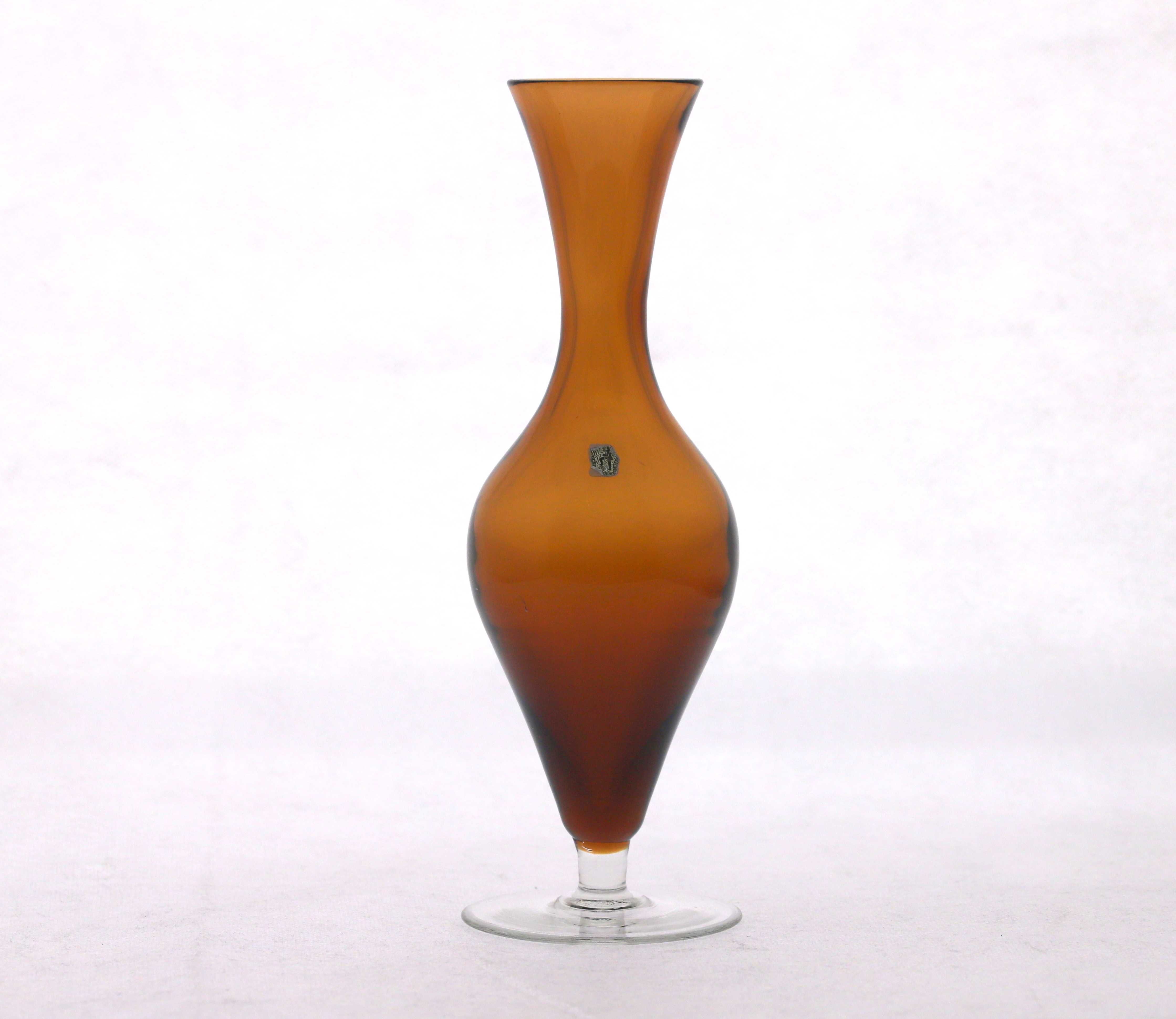 Brązowy wazon kielich szklany wys. 22,5cm vintage New LOOK