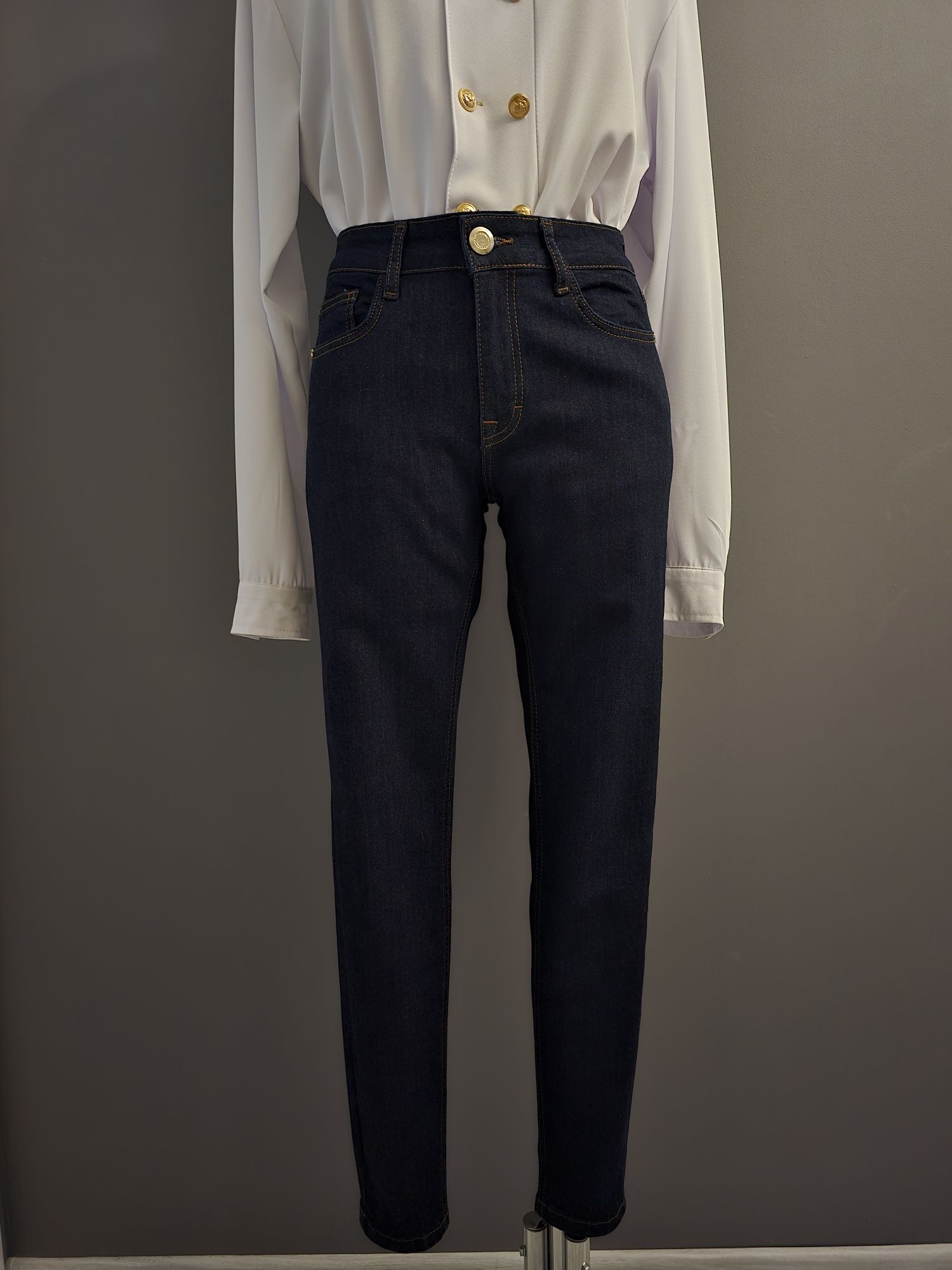 Jeansy spodnie skinny cygaretki Z wysokim stanem Elisabetta Franchi ro