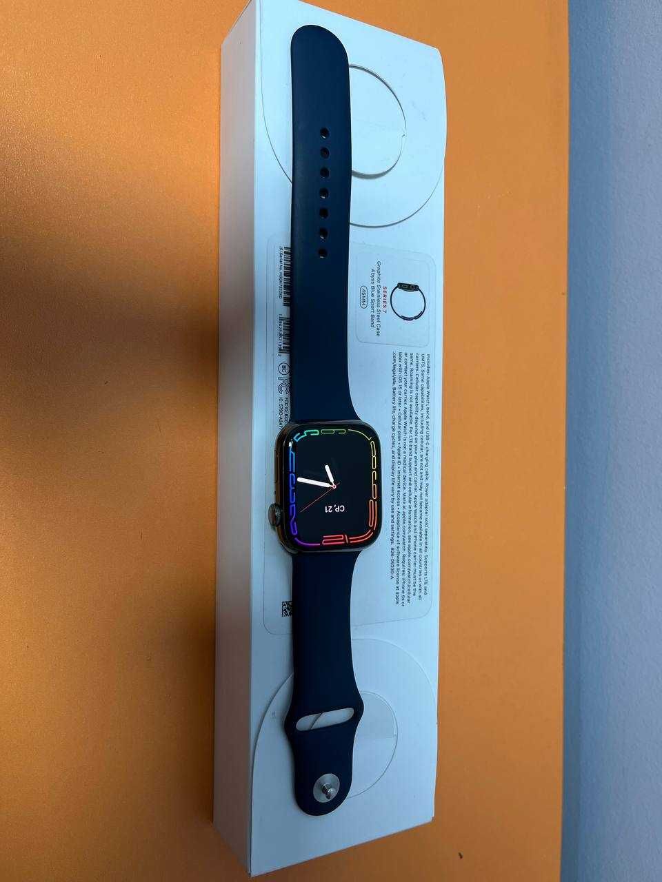 Apple Watch SERIES 7 GPS + LTE 45MM Graphite Stainless Steel  Blue