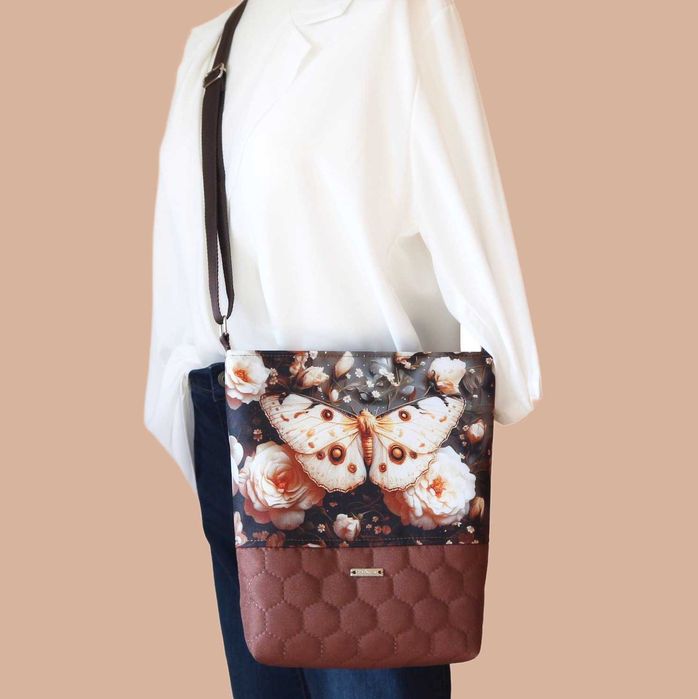 Torebka listonoszka z motylem wodoodporna PL handmade